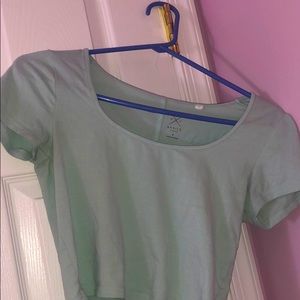 Light Green Scoop Neck Cropped T-Shirt